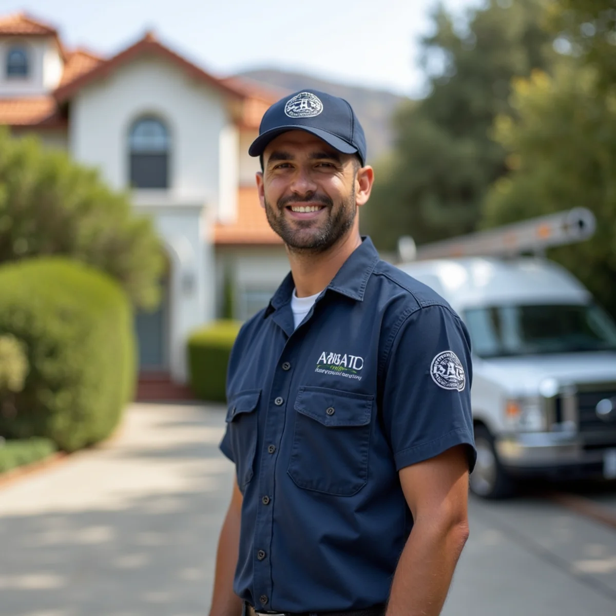Water damage restoration technician at an Atherton, CA estate home