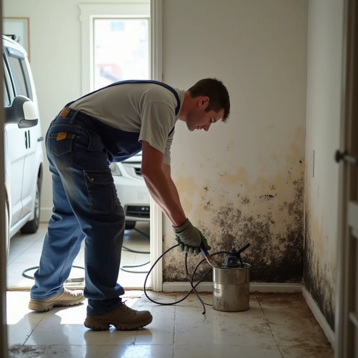 Black Mold Removal in progress by an IICRC-certified technician in a Daly City, CA home