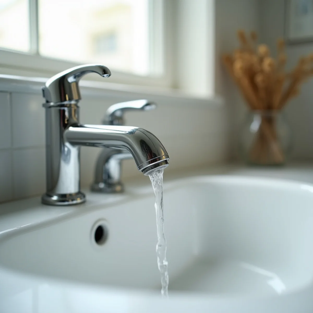 Opening a faucet to drain remaining water from the pipes