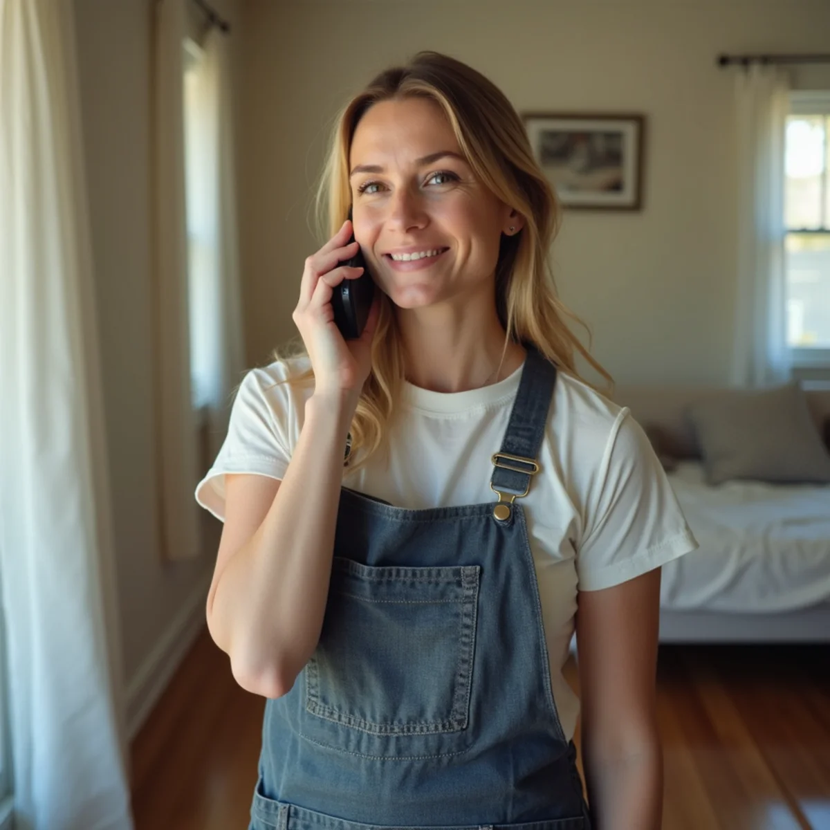Homeowner calling a water damage restoration company on the phone