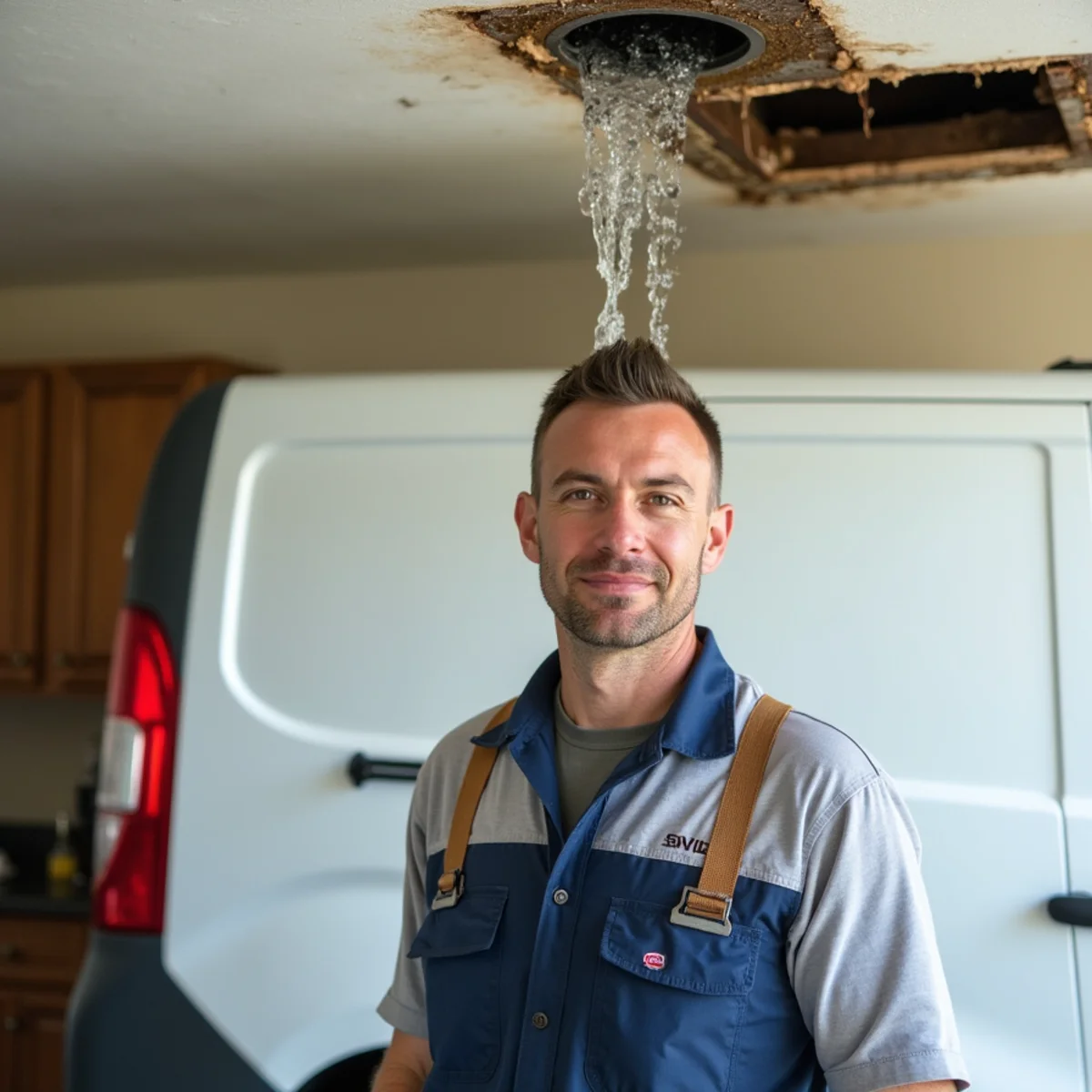 Water leaking through a condo ceiling from the unit above