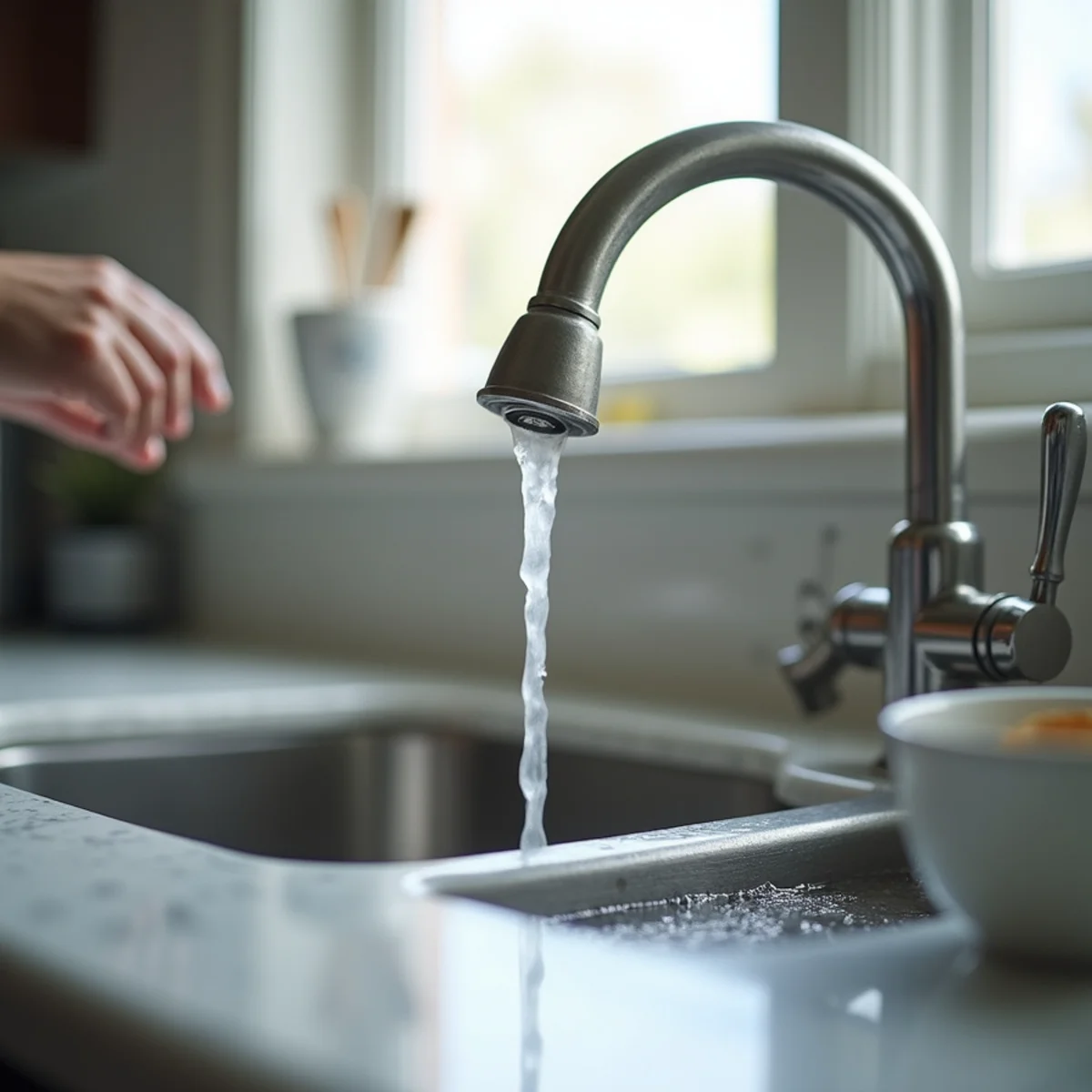 Weak trickle of water from a kitchen faucet