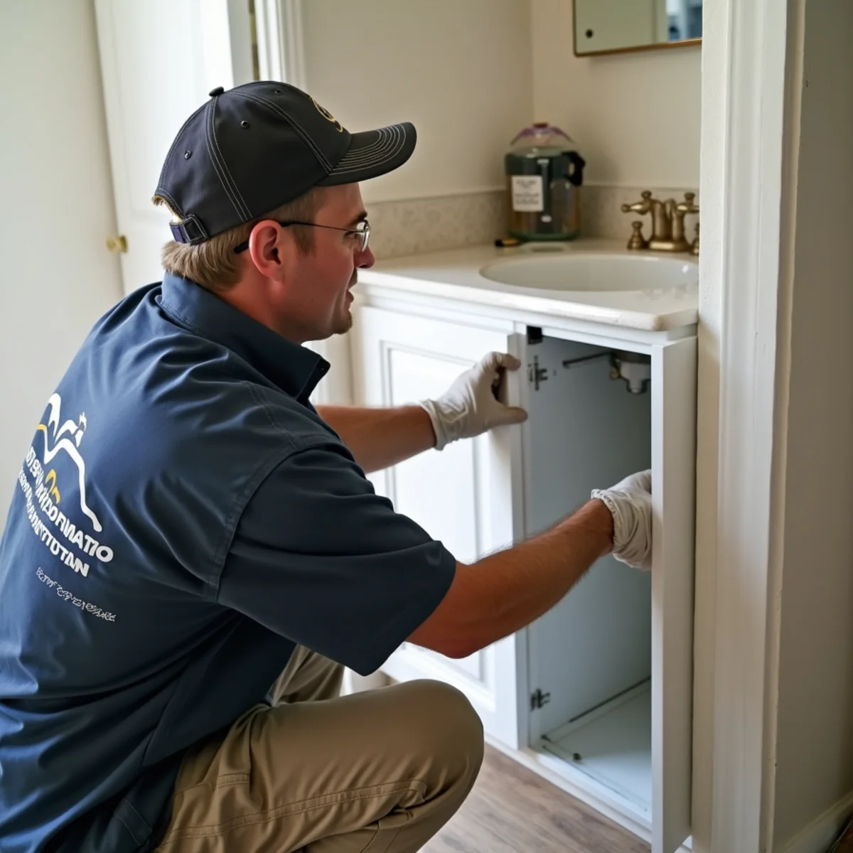 Cabinet & Vanity Water Damage Repair in progress by an IICRC-certified technician in a Daly City, CA home