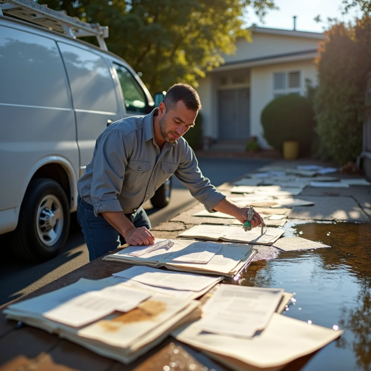 Water-damaged documents being dried and recovered in Daly City