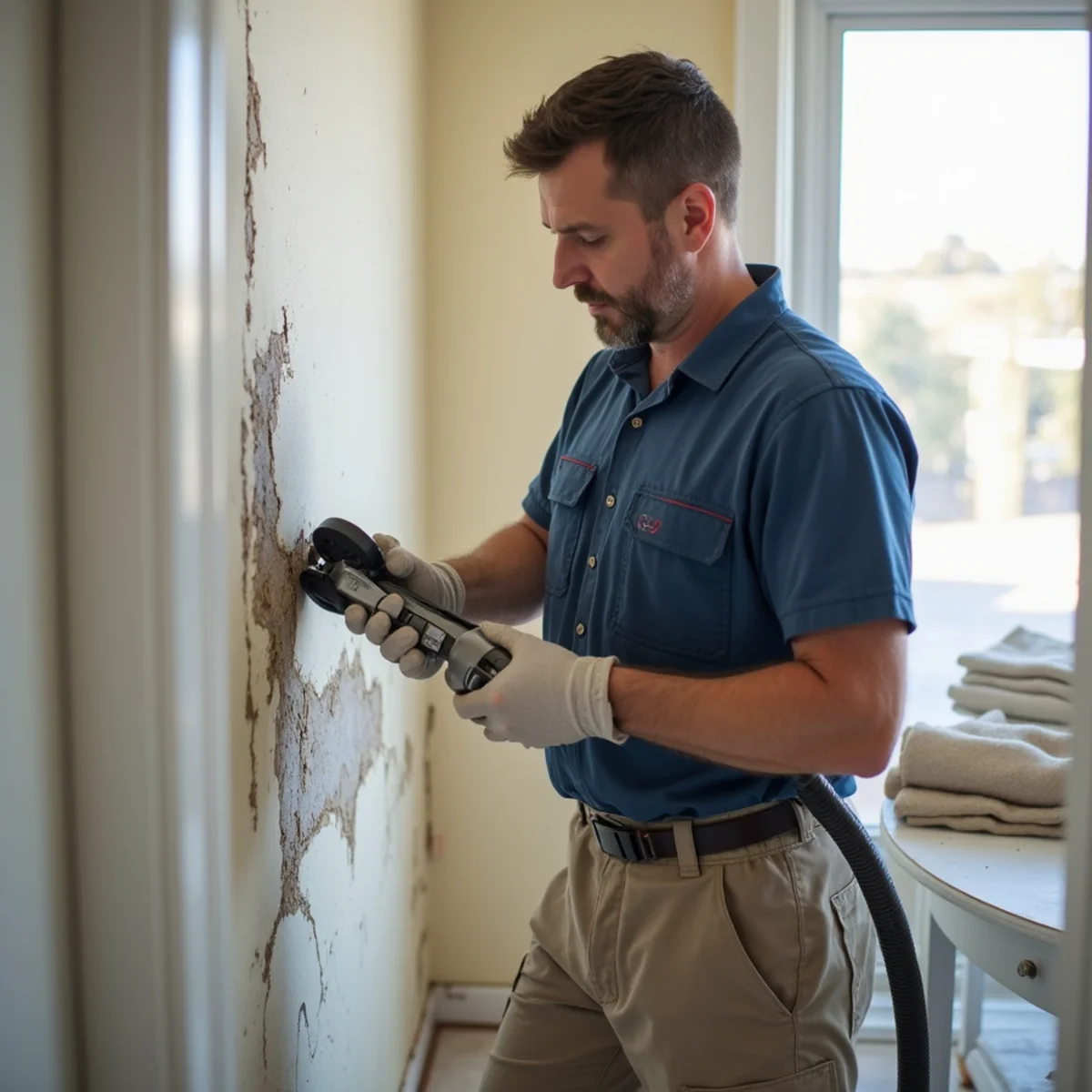 Drywall Water Damage Repair in progress by an IICRC-certified technician in a Daly City, CA home