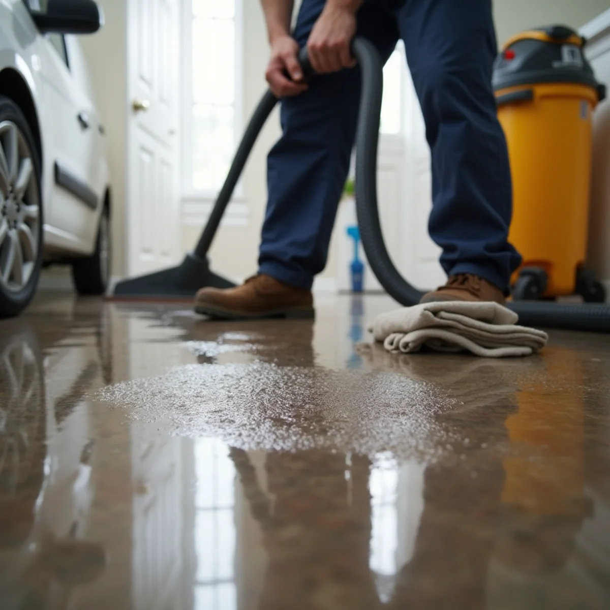 Flood Damage Cleanup in progress by an IICRC-certified technician in a Daly City, CA home