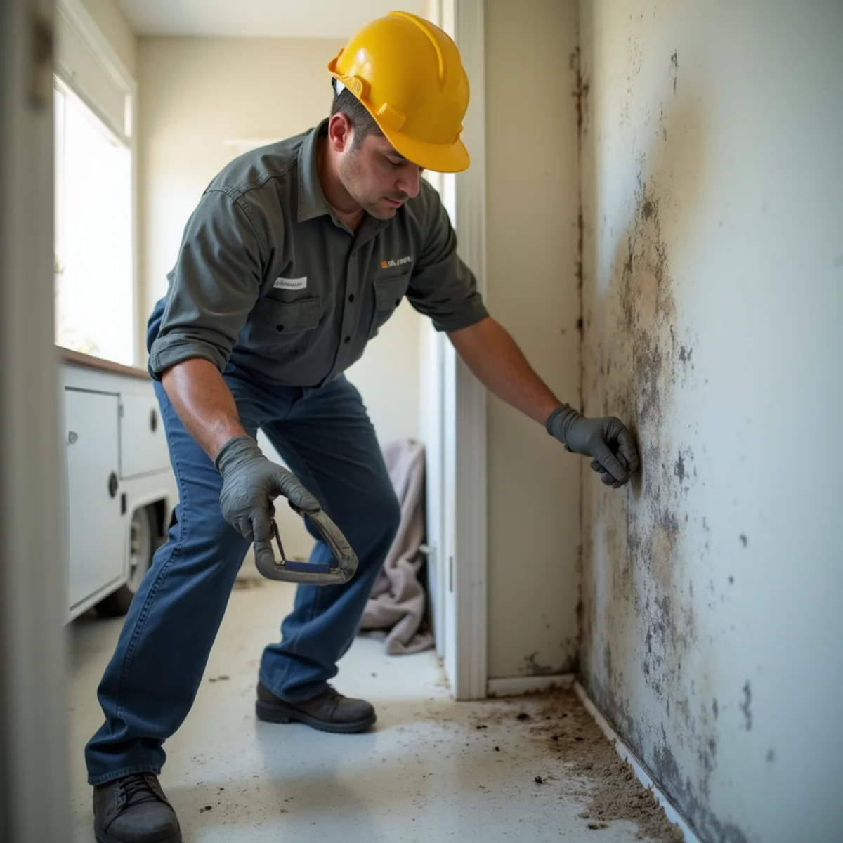 Mold Removal & Remediation in progress by an IICRC-certified technician in a Daly City, CA home