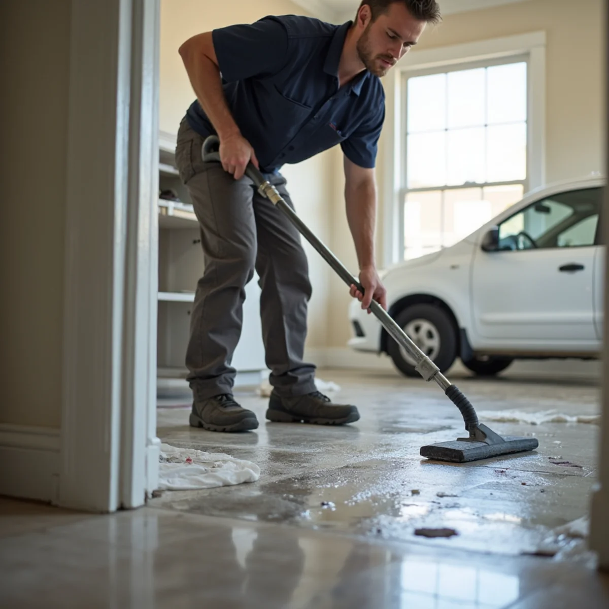 Property Management Water Damage Services in progress by an IICRC-certified technician in a Daly City, CA home