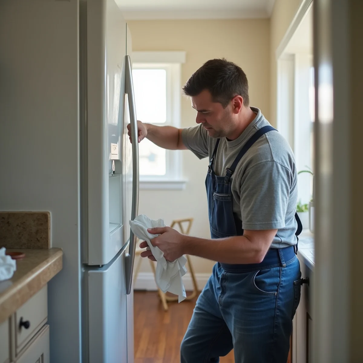 Refrigerator / Ice Maker Line Leak in progress by an IICRC-certified technician in a Daly City, CA home