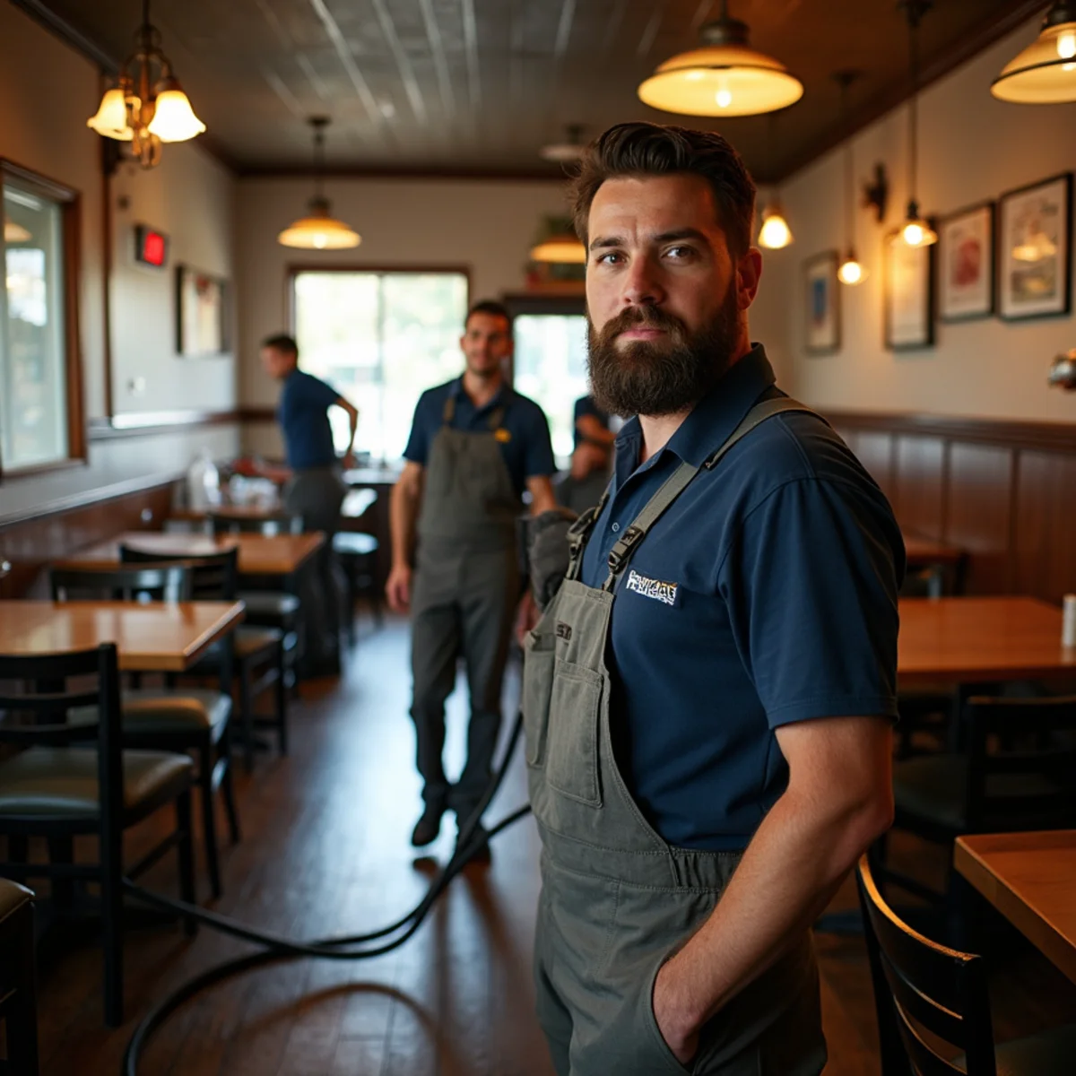 Water damage restoration crew working after-hours in a Daly City restaurant