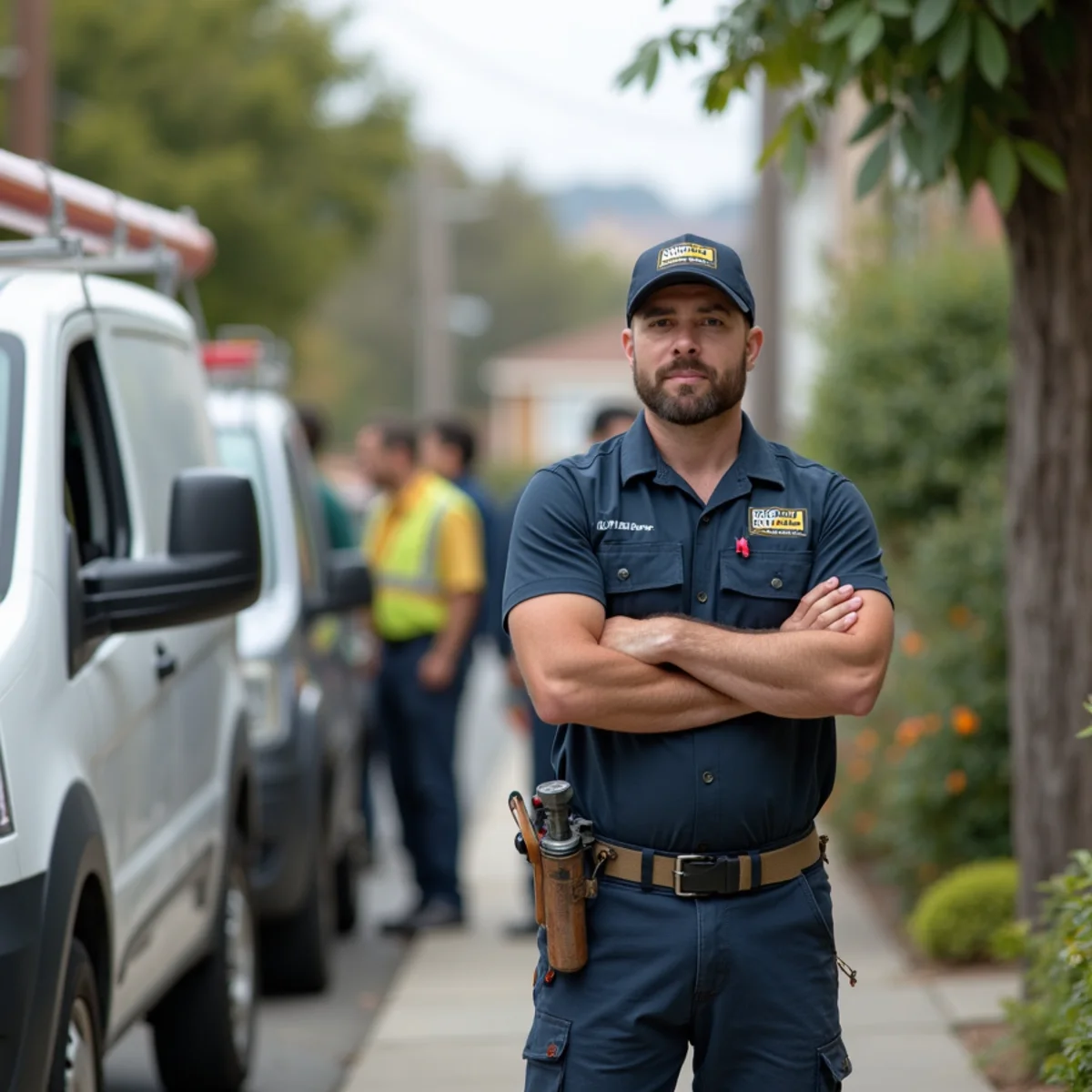 Water damage restoration crew in a San Carlos, CA neighborhood