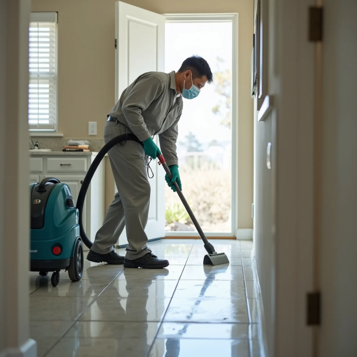 Sanitization & Disinfection in progress by an IICRC-certified technician in a Daly City, CA home