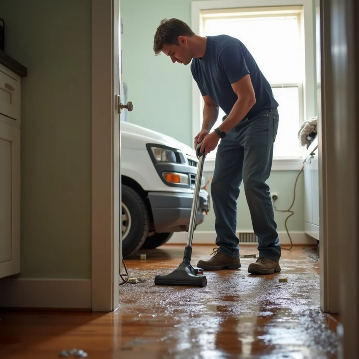 Sewage Cleanup in progress by an IICRC-certified technician in a Daly City, CA home