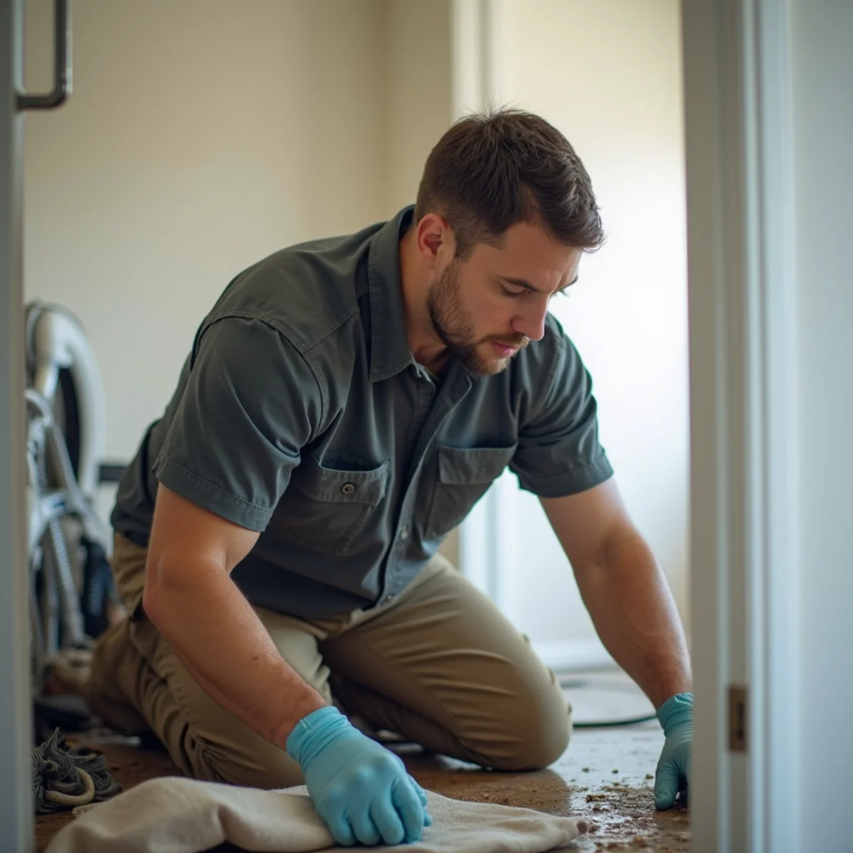 Storm Damage Restoration in progress by an IICRC-certified technician in a Daly City, CA home