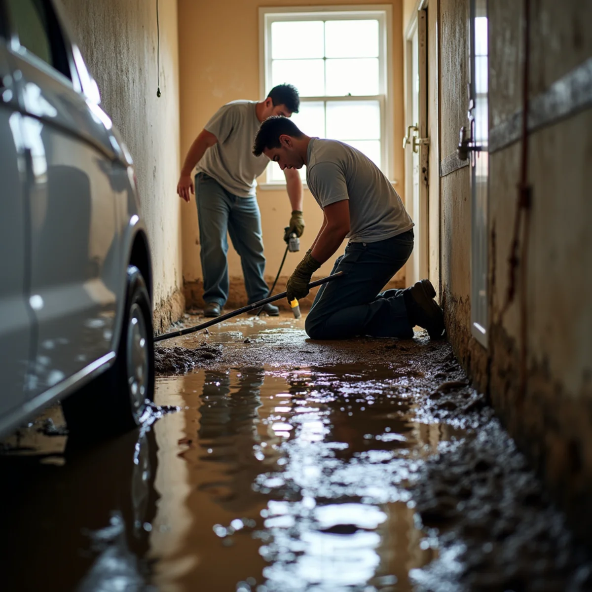 Cleanup of a flooded crawl space after a sump pump failure in Daly City