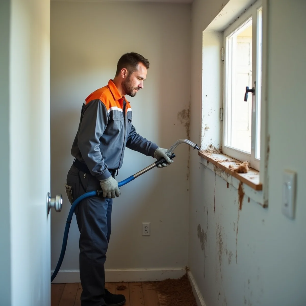 IICRC-certified technician performing water damage restoration in a Daly City, CA home